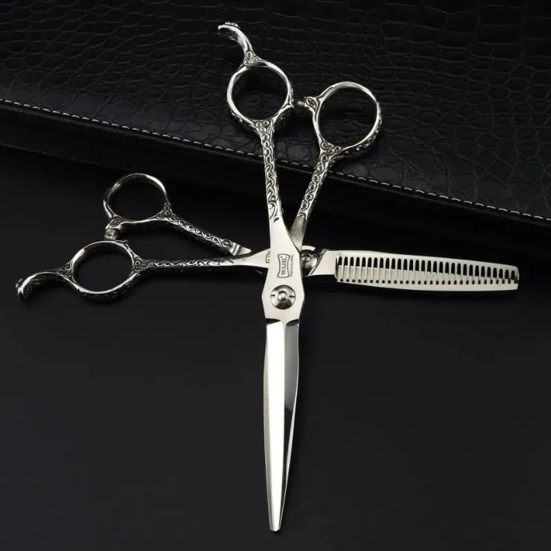 2024 Professional Japan 440C Lagerhårsax som klipper Barber Haircut Thinning Shears Frisörsax för Professional Japan 440C