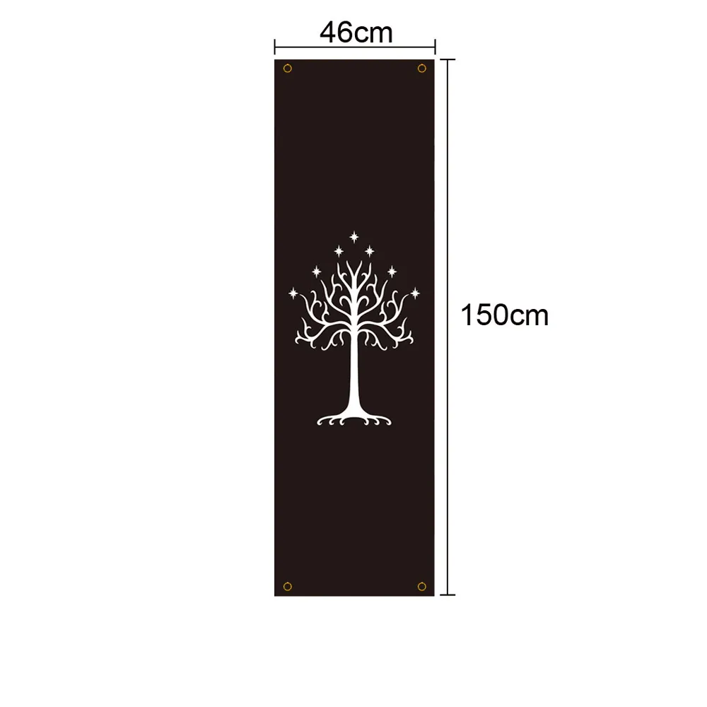 Bannière Arbre De Gondor (Seigneur Des Anneaux) – Taille 76.2x127 Cm, Polyester, œillets En Aluminium, Pour Décoration Murale, Fête, Déco