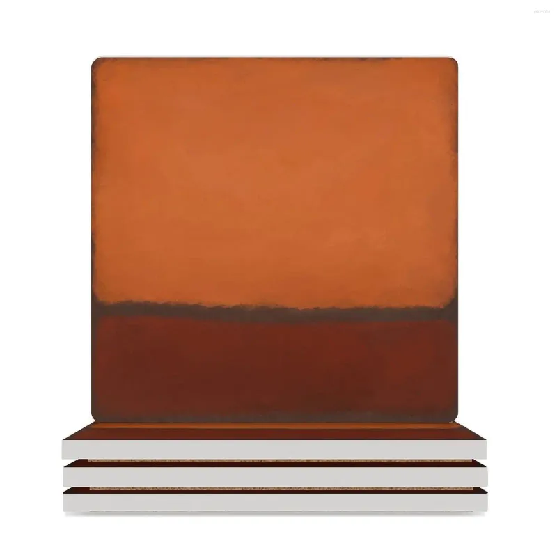 Table Mats Rothko Inspired Orange Maroon Ceramic Coasters (carré) Personnalisez pour les boissons de tasse en céramique