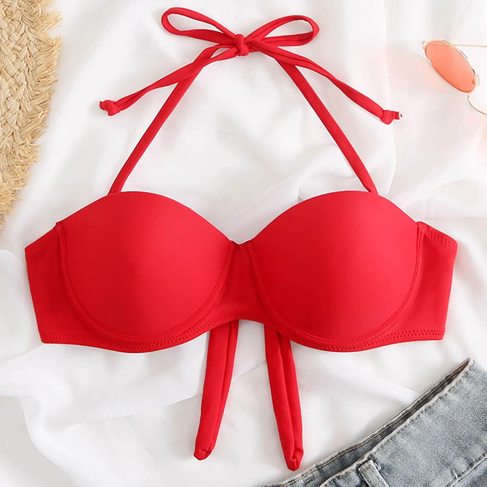 red push up bikini top