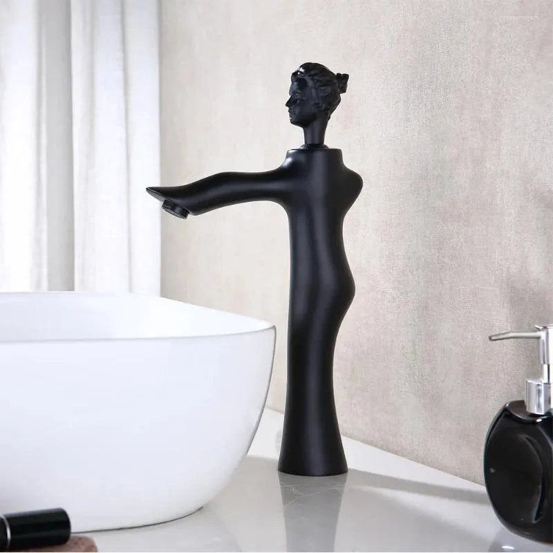 Rubinetti del lavandino da bagno in ottone di lusso alto rubinetto di alta qualità con manico a foro lavabo -lavabo tocco di acqua fredda lavabo artistico