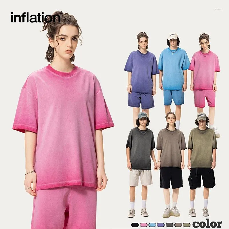 Contulaires de survêtement masculin Inflation 280g Lavage de survêtement en détresse T-shirt américain de streetwear et shorts