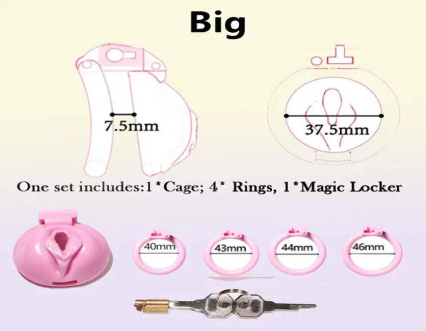 Sissy rose chatte Vaginal coq cage petits appareils avec 4 anneaux de pénis serrure de serrure sextoy pour l'homme 220822860790