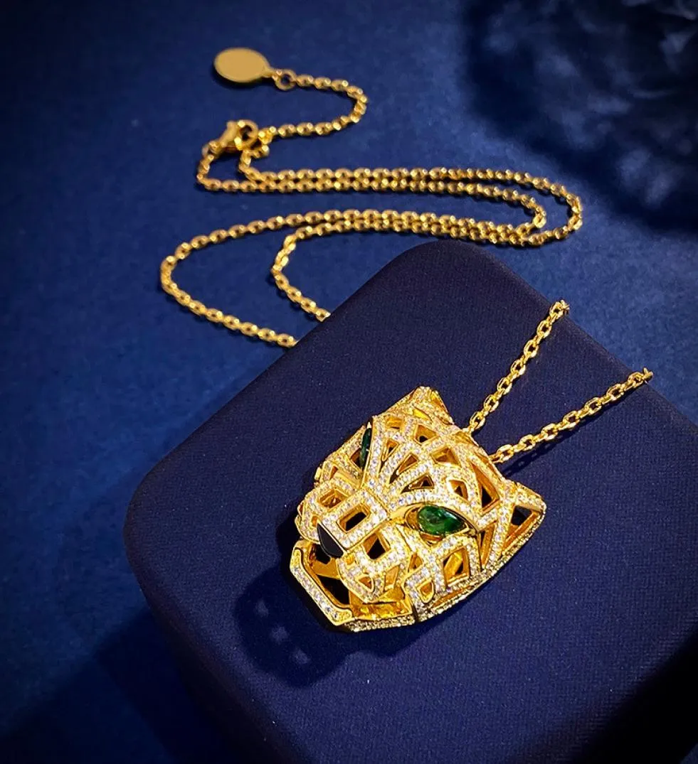 New Style designer leopard Full Stones Pendant necklace gold chain necklaces for men and women Party Wedding lovers gift jewelry7649217