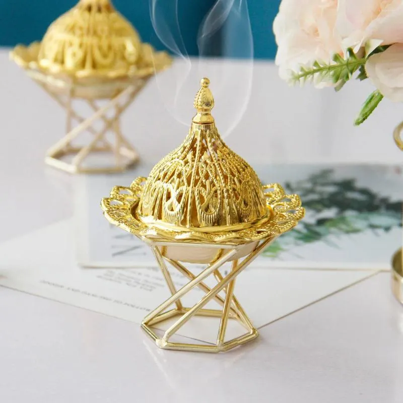 Candele Candele Mider Eastern Gold Metal Incenso Burner Mini Decorazione per la casa portatile