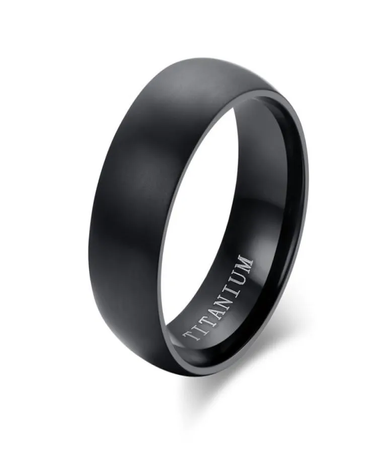 Mens Basic Wedding Band in Black Titanium Steel Engagement Ring Dome Charm Matte Finished Male Jewelry Bague Masculinos Anillos3676518