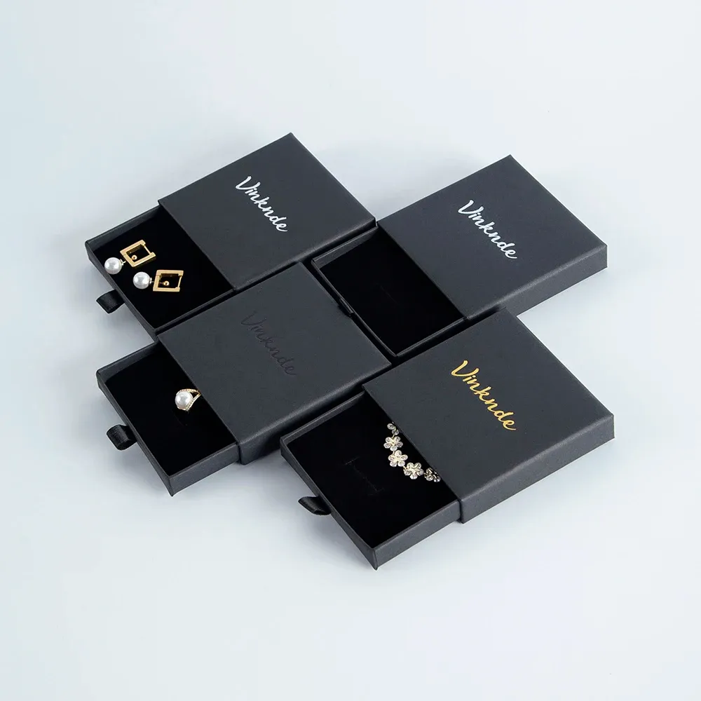 Small White Black Custom Logo Sliding Drawer Jewelry Gift Boxes for ...