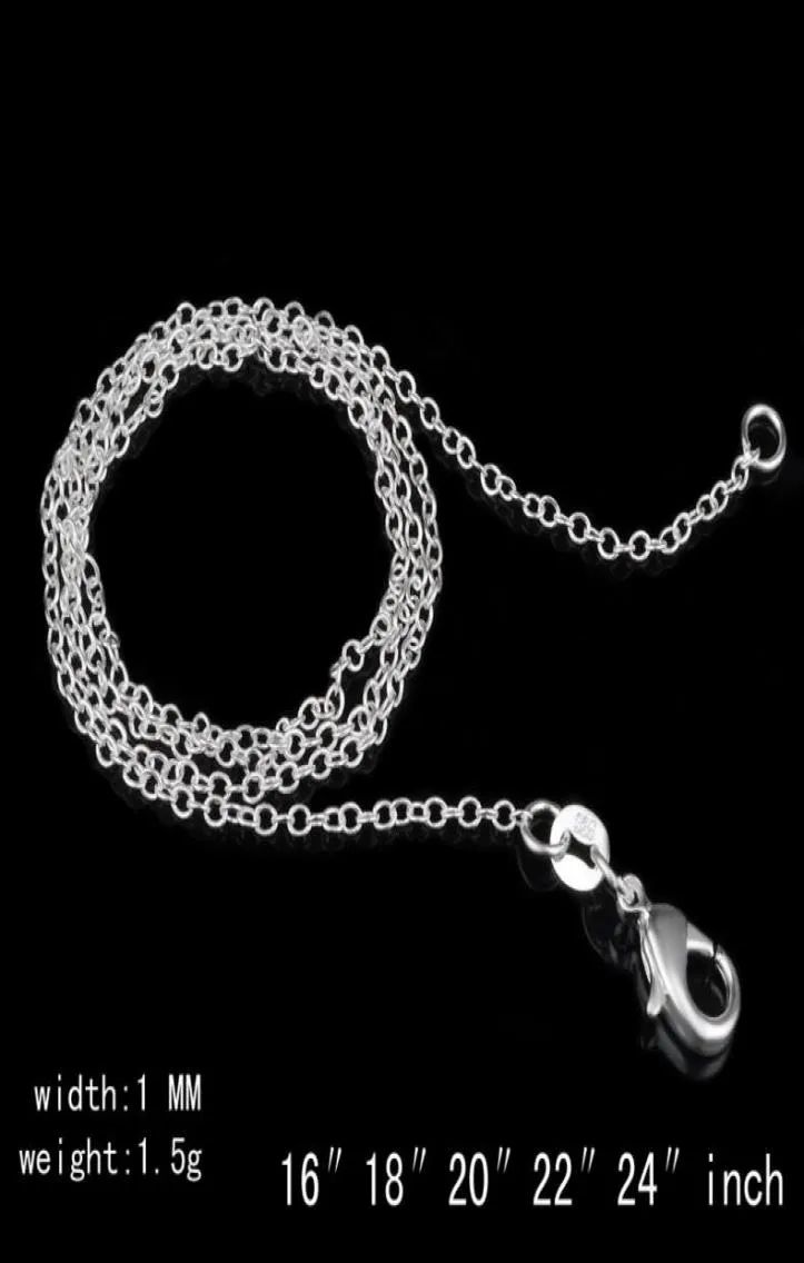 925 Collier en argent sterling rolo quot o Colliers de chaîne bijoux 1mm 16039039 24039039 925 Silver DIY CHAI4185476