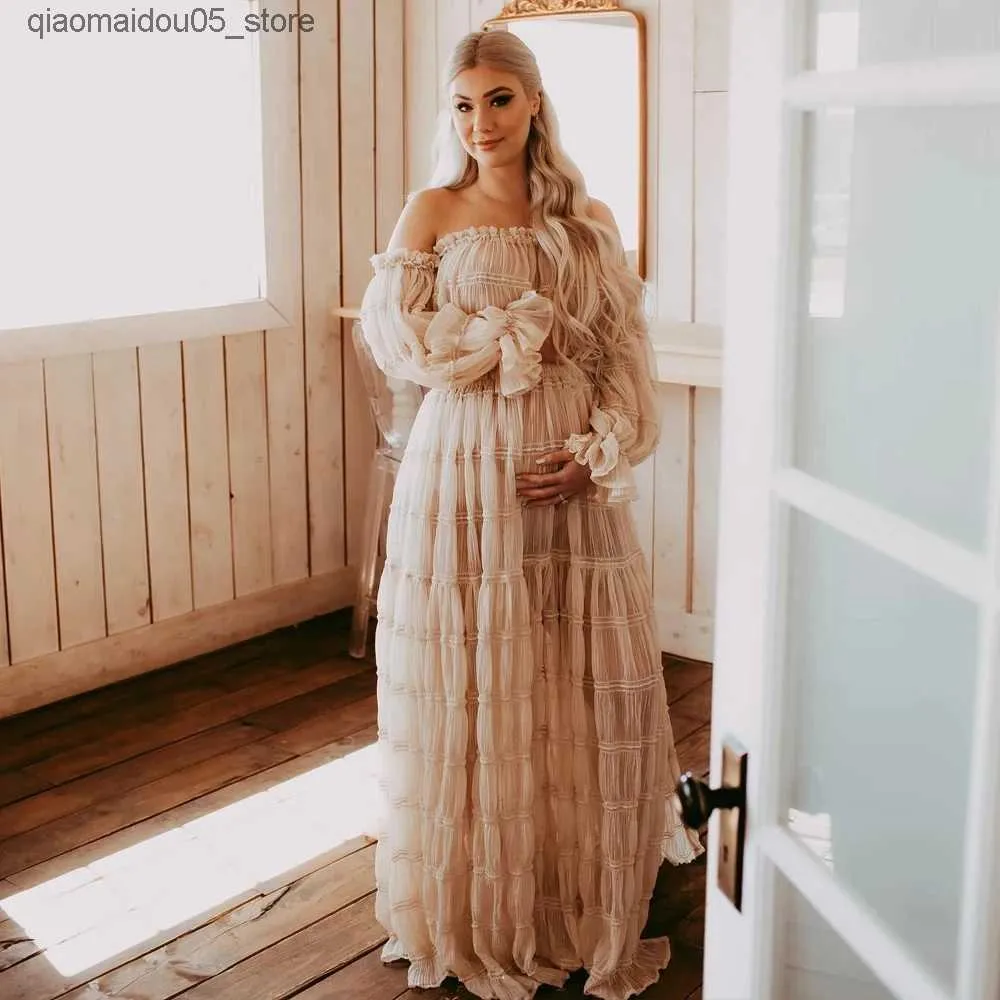 Bohemian maternity dress ankle-length chiffon asymmetrical silhouette  shoulderless neckline for pregnancy photos from Dhgate Maternity Dresses -  price 88.99
