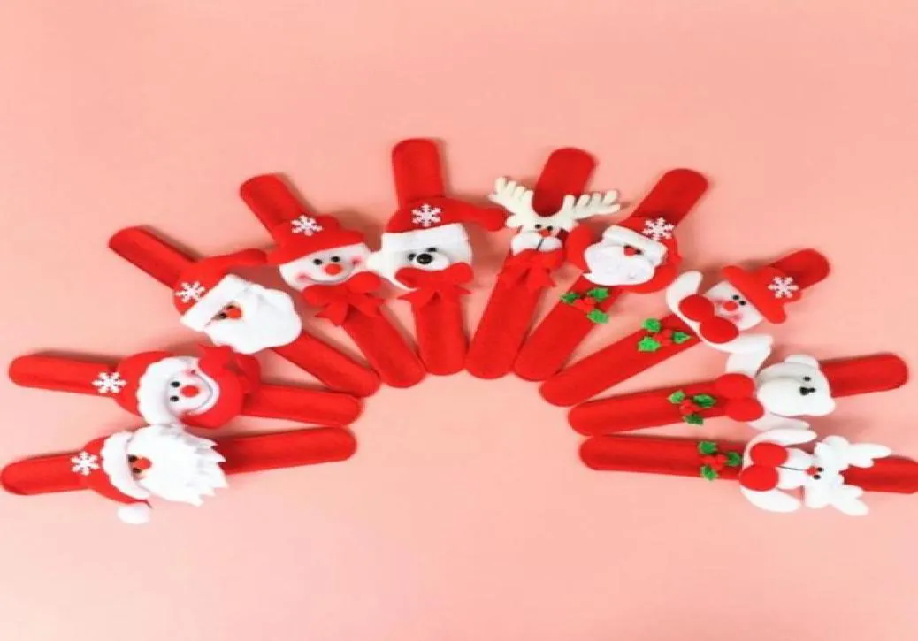Xmas Party Favors Santa Claus Slap Bracelet Christmas Reindeer Wrist Band Bangle festive event kids adults Gift red6340309
