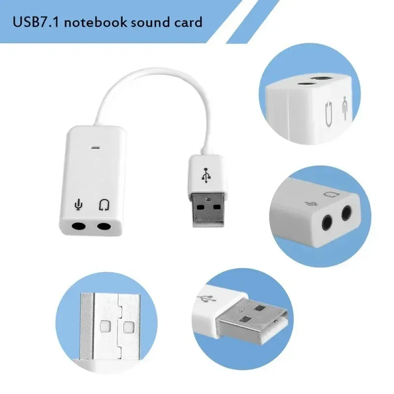 Carte son USB Virtual 7.1 Adaptateur audio USB 3D 3D USB USB TO JACK 3,5 mm Carte de son Micphone pour ordinateur portable PC