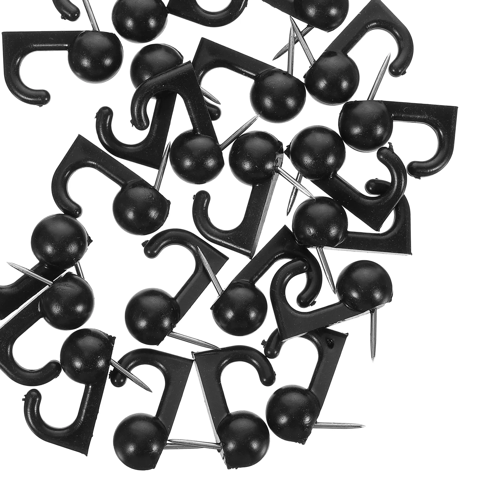 Picture Hanging Nails Thumb Tacks For Wall Hangings - Double Headed Push Pins, Heavy Duty Wall Tacks For Drywall , Art, Posters, Photos, 30 Pack Hanging Kit With Nails & Hooks (Black