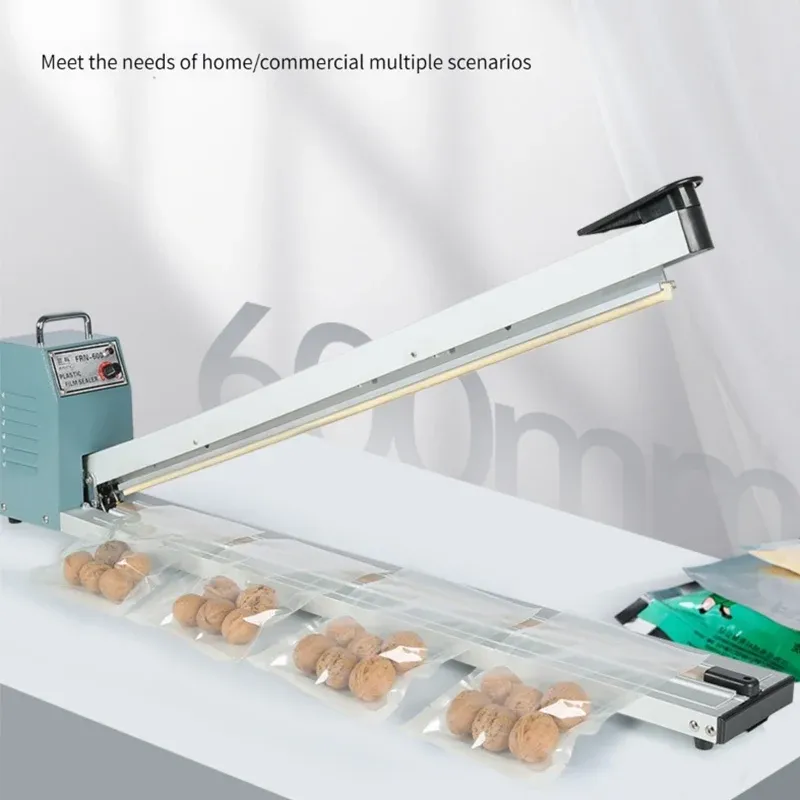 Maskinhandpress Impuls Tätningsmaskin krymper Film Sealer Cutter Commercial Food Bag Plastic Sealer Manual Förstora