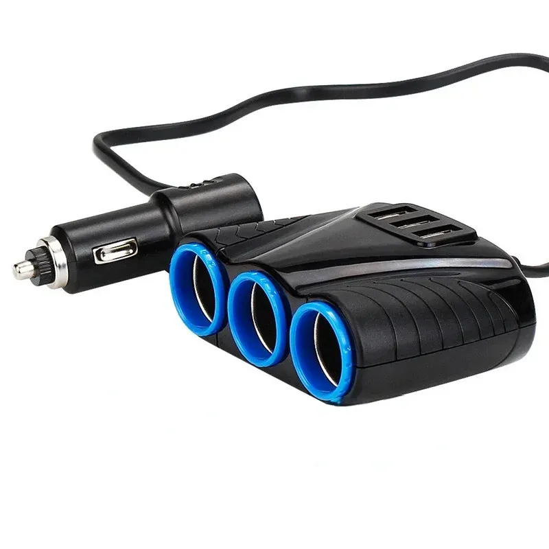 Tre USB Charger Car Cigarettändare adapterdelare med högkvalitativa 3 -vägs auto -uttag och 5V 31A Output Power 120W