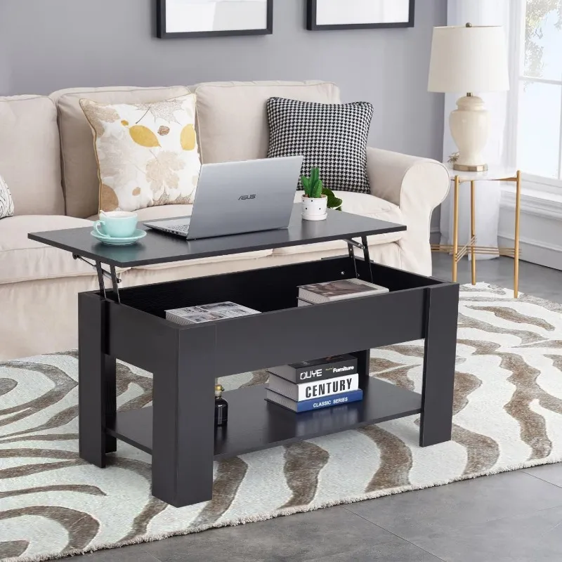 FDW Lift Top Coffee Table with Hidden Compartment and Storage Shelf ...