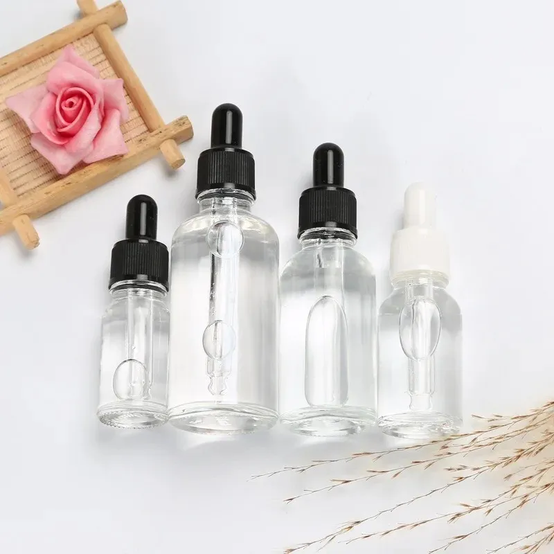 2024 5-50ml Tubos líquidos transparentes de aromaterapia com vidro giratório para massagem essencial Pipete reabastecida garrafas para líquido de aromaterapia