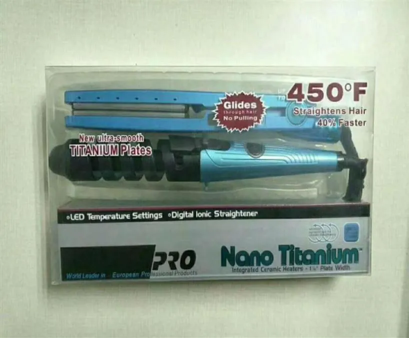 Nano Titanium Hair Strainter Pro 450F 1 4 Plate rätning Irons Flat Iron Curler Fivespeed Temperaturkontroll rakt2625169197