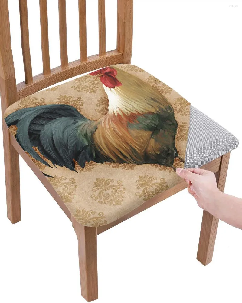 Chaise Couvre la ferme Vintage Rooster Texture Silture Soutr Stretch Dining 2pcs Cover Cover Covers pour Home El Banquet Living Room