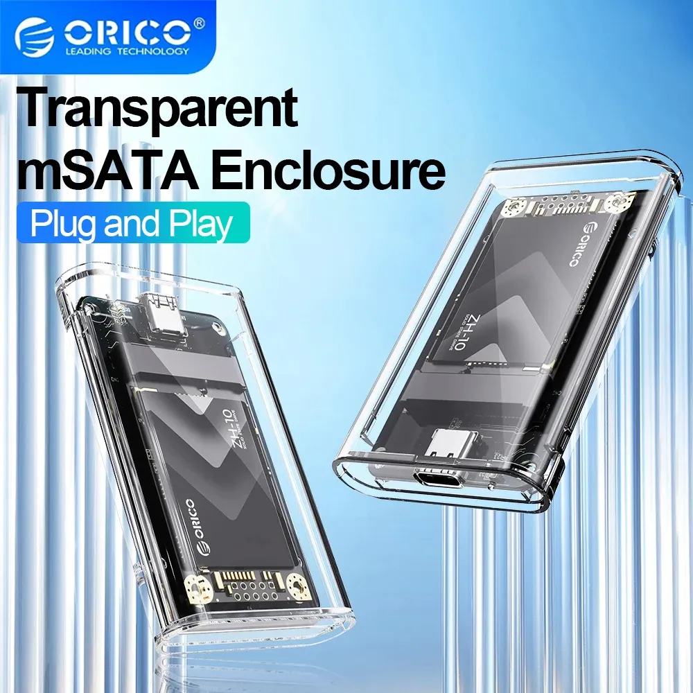 RECOLO ORICO trasparente mini mSata SSD Caso SSD su Adattatore esterno dell'adattatore di involuter SSD Typec SSD 5GBPS per MSATA NGFF SSD per custodia per PC