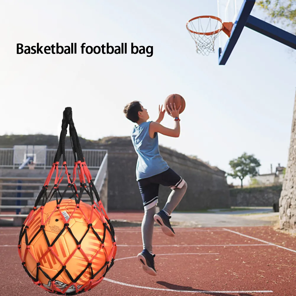 DHgate Youth Sports Ball Carrier Bag Mesh Net Carrying Bag for Football Basketball Volleyball Home Garden