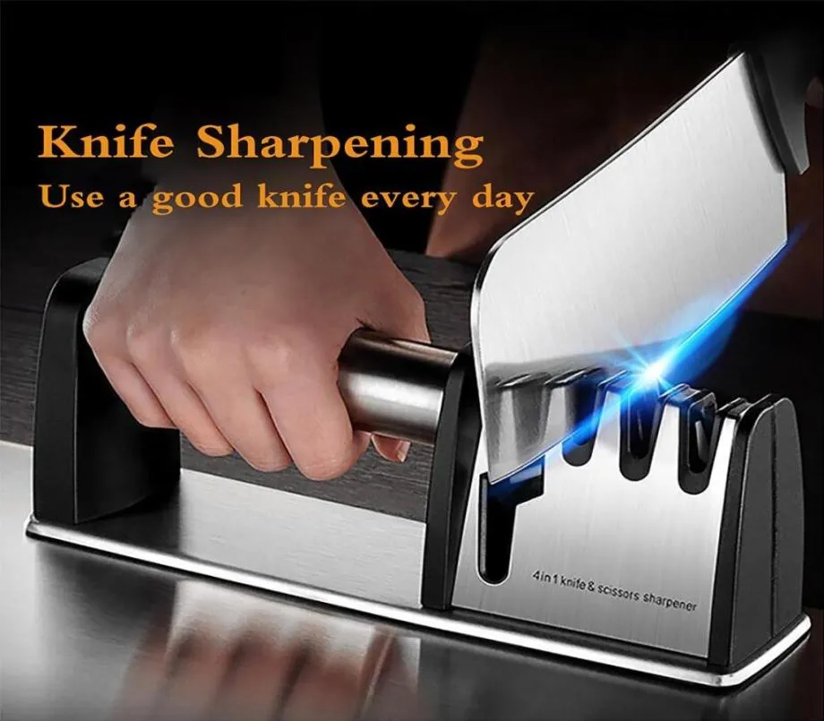 Facas de faca 4 em 1 em 1 diamante facas de haste fina e tesoura e tesoura afiar a pedra fácil de afiar a ferramenta da cozinha3330463