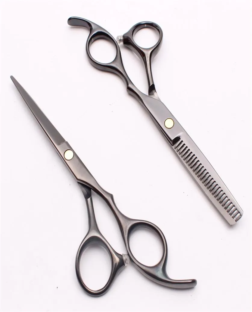 C1005 55 Quot 440C Zamożne logo Czarne profesjonalne nożyczki do włosów ludzkie Barber039s Nożyczki fryzjerskie cięcie lub Thinnin7374249