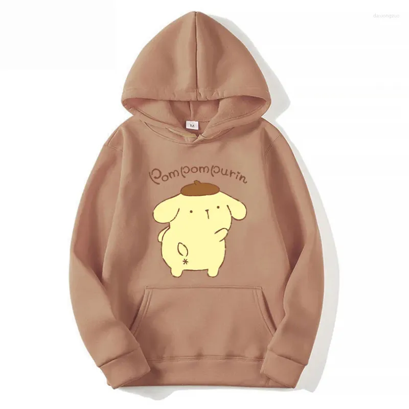 Con cappuccio maschile Pompom Pompom Purin Cartoon Anime Pullover Tops Spring Autumn Men Hoodie 2024 Fashion Brown Sports Coppia Spetshirt Abiti