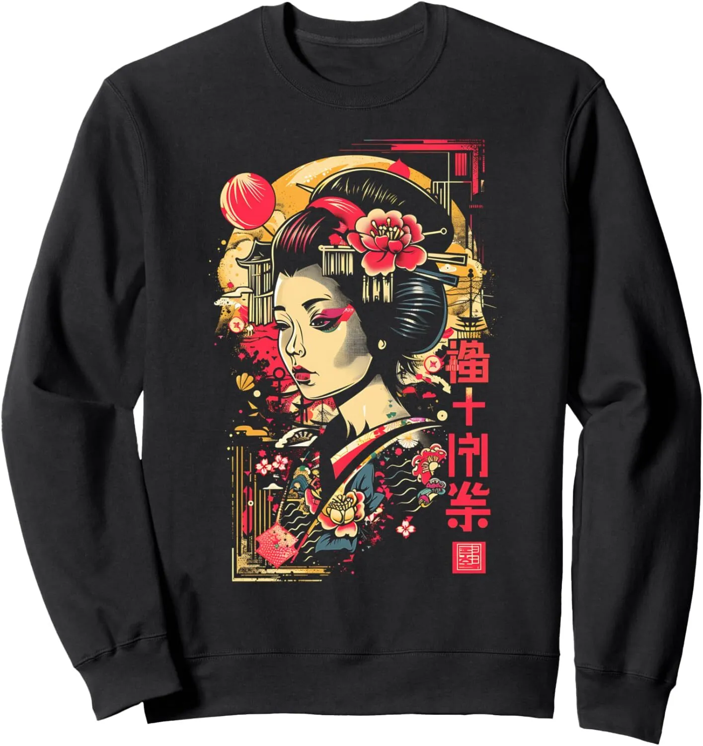 Japan Tee Shirts Long Sleeve Sweatshirt Mens Japanese Geisha Art  