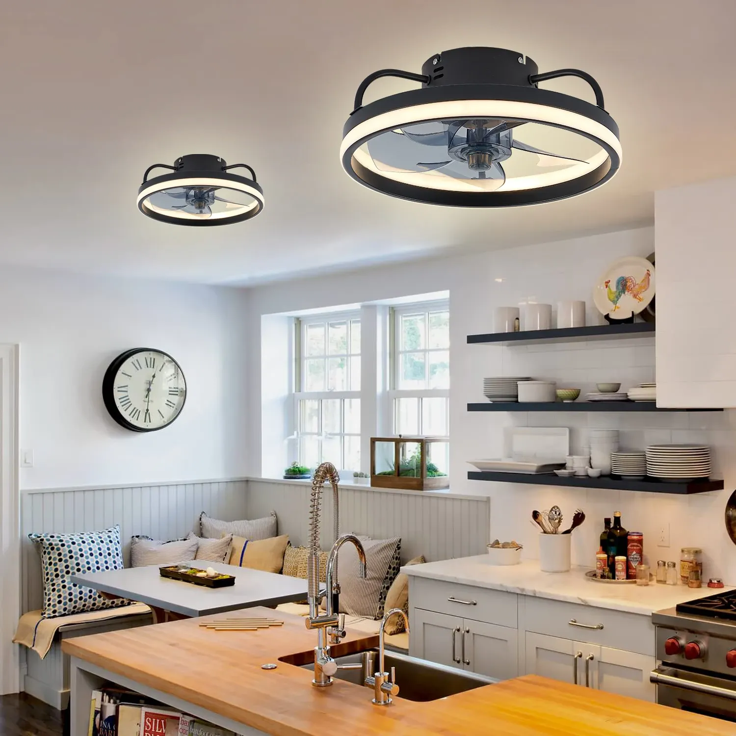 Ventilateur Plafond Lumineux Ventilateur Plafond LED Avec Télécommande - 58cm Ultra Silencieux 3 Vitesses - Noir Design Moderne Climatisation Naturelle