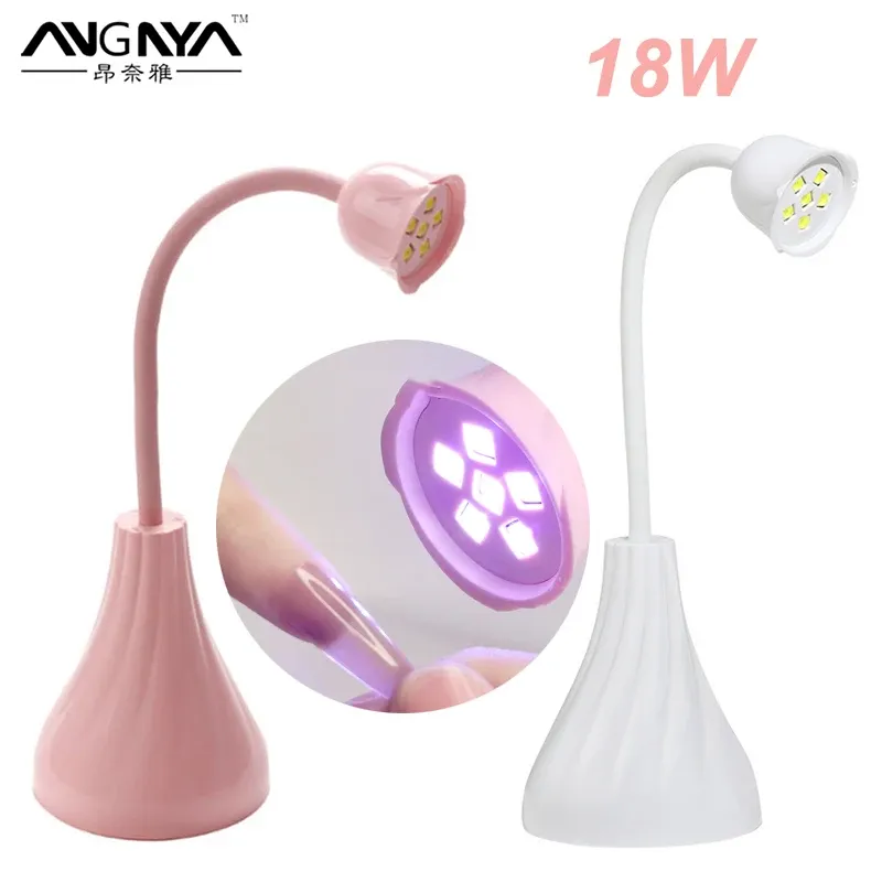Suszarki Angnya Rose mini lampa paznokci lampa led lampa LED do paznokci różowa biała suszarka do paznokci do manicure UV światło do utwardzania żel paznokcie 18W 6 diody LED