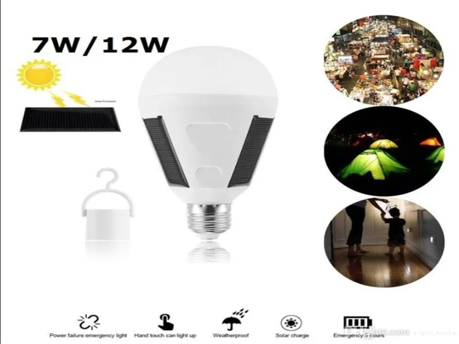 Rechargeable Led Bulbs E27 Solar Lamp 7W 12W 85V265V Outdoor Emergency Powered Bulb travel Fishing Camping Light7258474