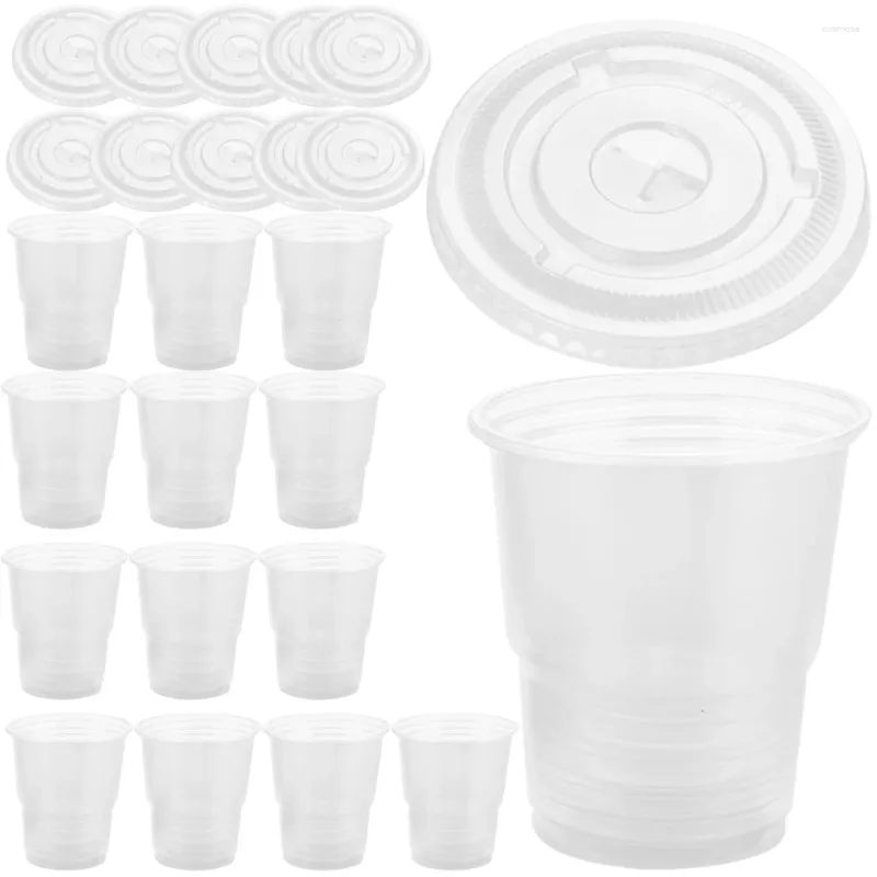 Tasses jetables pailles 50 ensembles de boissons à café transparent tasse de boisson boisson en plastique enveloppe de jus portable frais