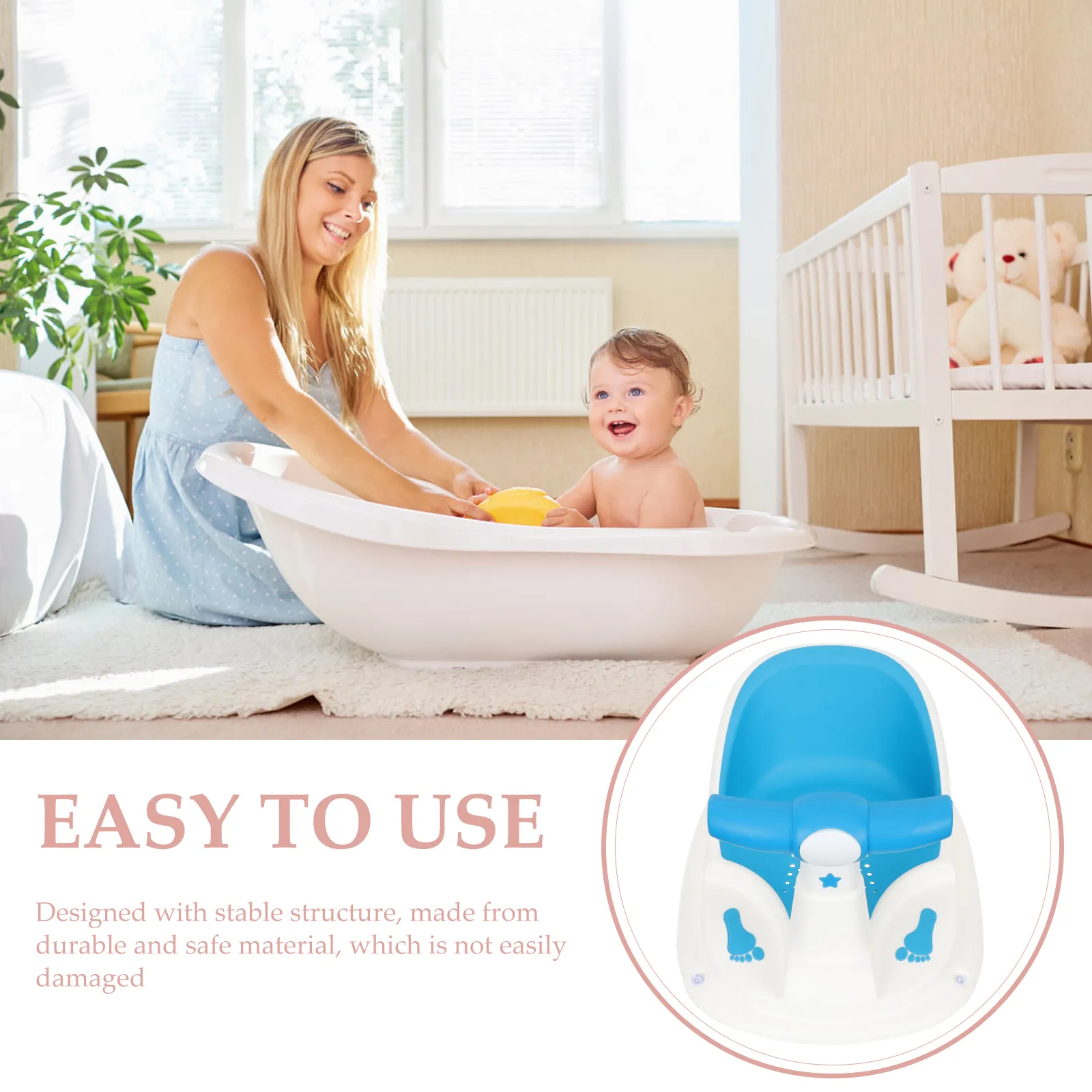 Infant Bath Chair: Baby Bath Seat Tub For 12 Months PP Shower