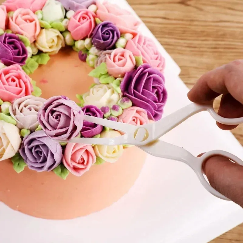 Blomma SCISSOR CAKE TRAY 5st Tulpanis Rose Munstycke Nail Decor Lifter Fondant Cream Transfer Baking Kök Kök Cupcake Stand