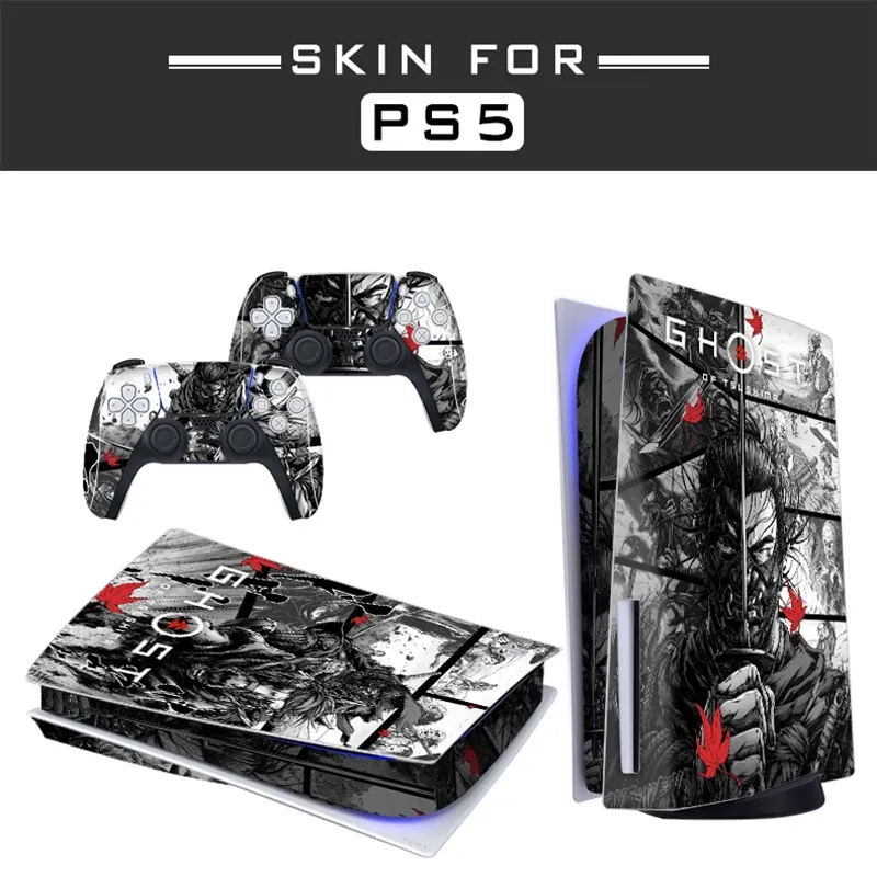 Klistermärken Ghost of Tsushima PS5 Disc Edition Skin Sticker för PlayStation 5 Console and Controllers PS5 Skin Sticker Decal Cover