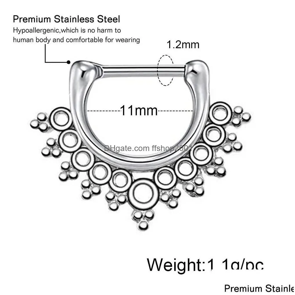 Nariz anéis de prejuízos ringas nariz pinos de aço inoxidável septo clicker anel de cartilagem helix tragus brios daith brincos de segmento articulado píer dhfhn