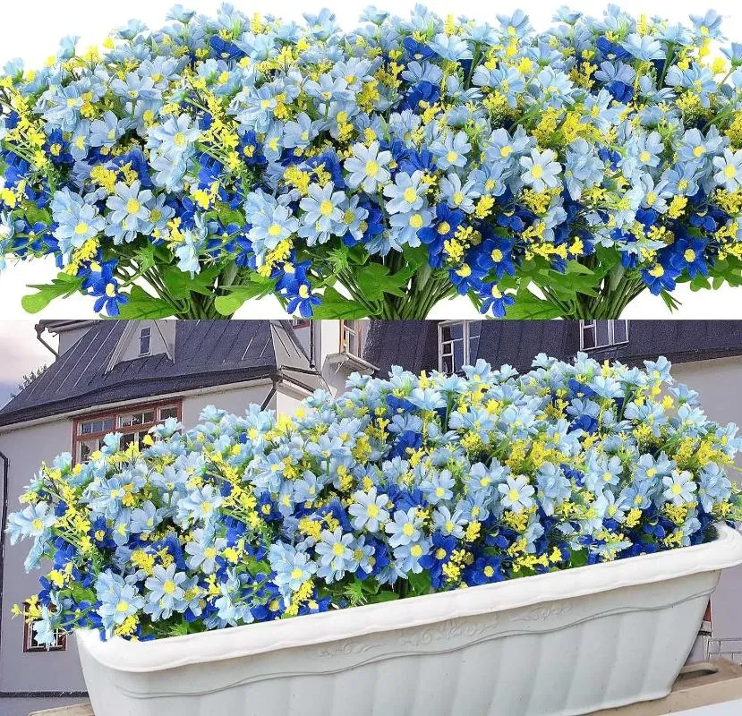 Fleurs décoratives 12pcs Babys bleu artificiels respiration pour vase pour la maison de mariage à la maison Bébé décor d'intérieur