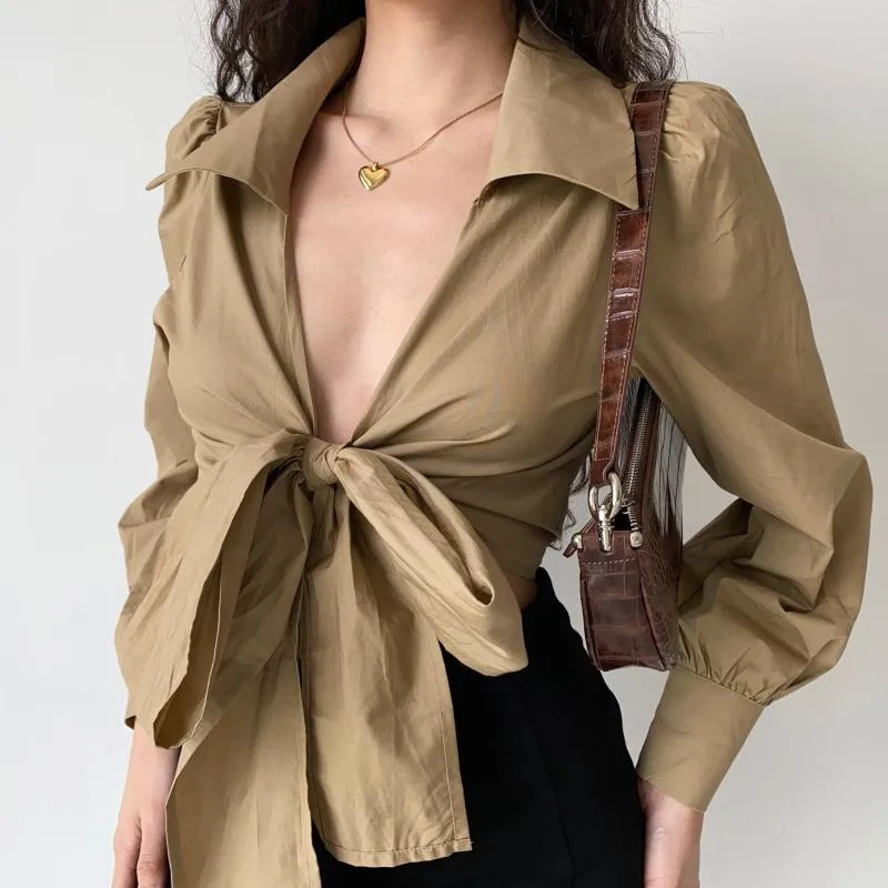 Women's Blouses Go Girl Sexy Cross V-Neck High Taist Blouse