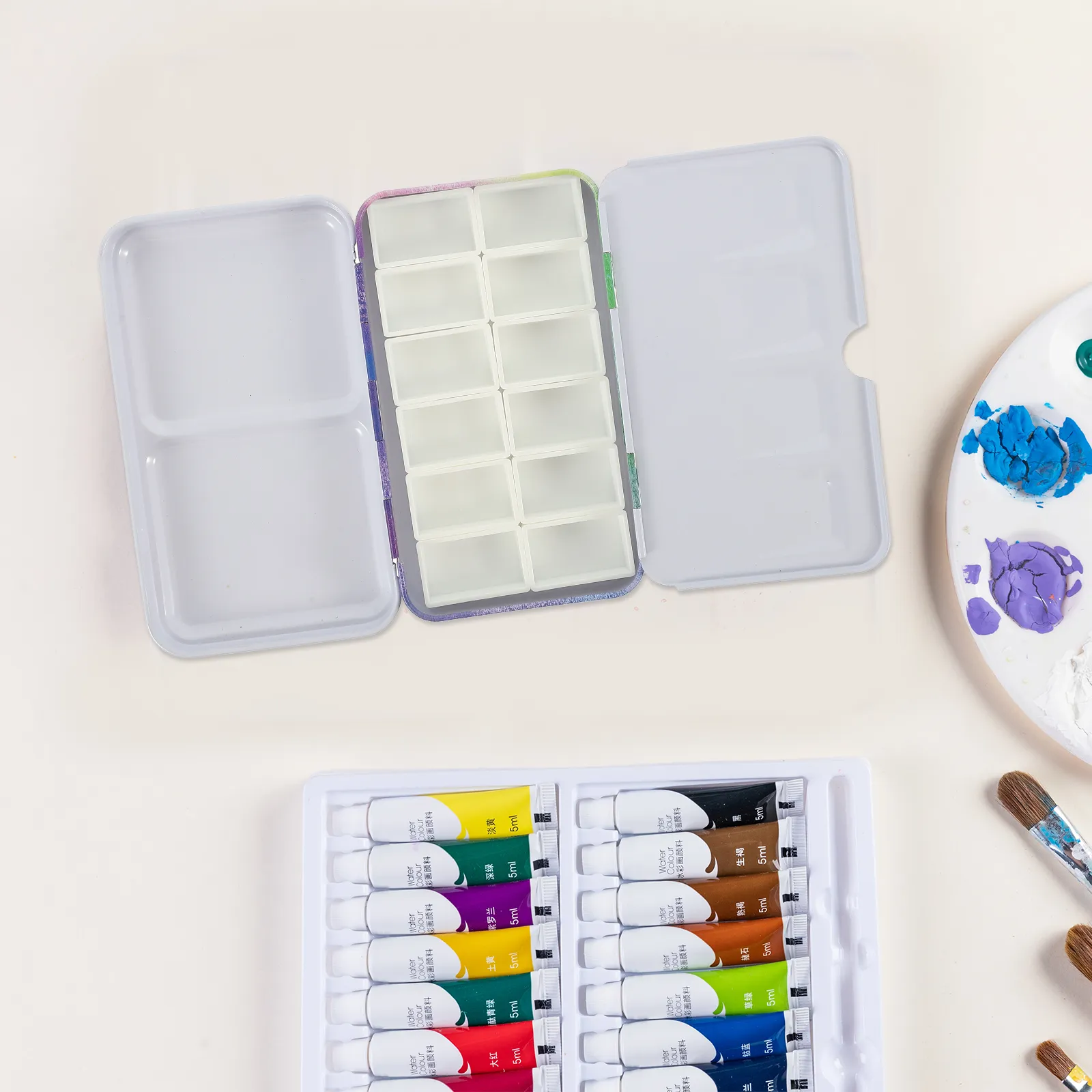 10 Pcs Paint Palettes,Plastic Paint Mixing Tray,Artists Paint