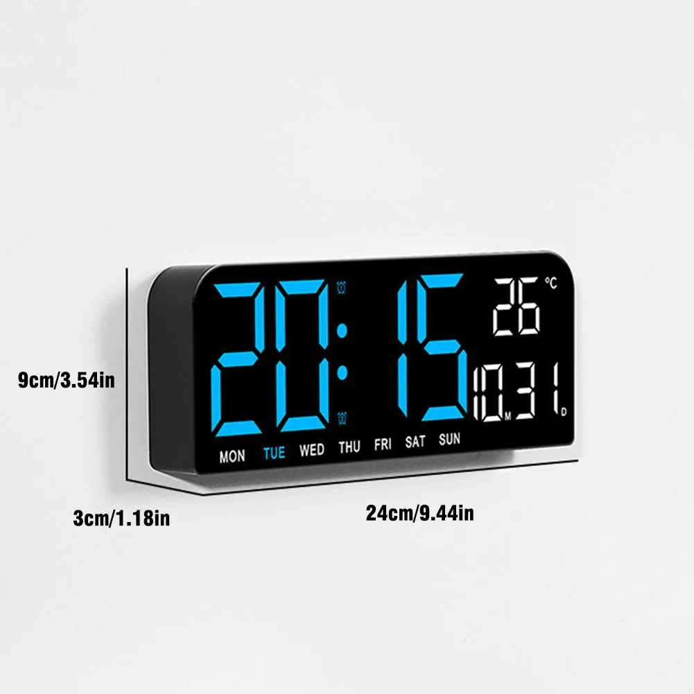 Large Digital Wall Clock With Temperature, Date & Week Display Night ...