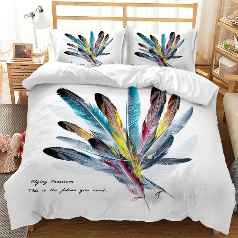 Постилочные наборы евро Полиэфир хлопковой одеял одеяло одеяло наволочка Colorfast 3D Printed Bohemia Peater Bed Lin
