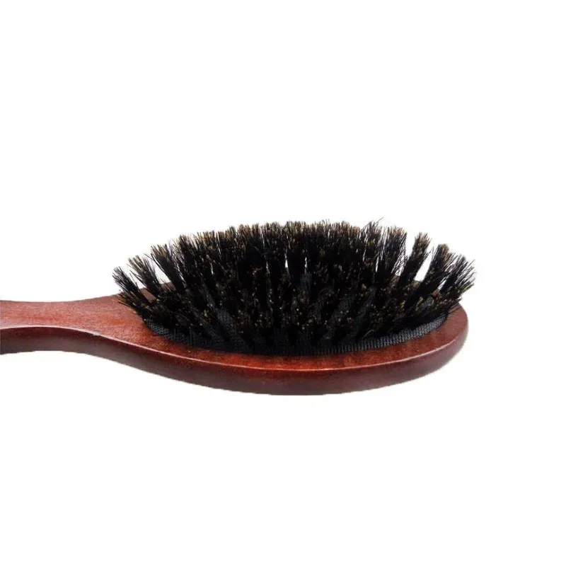 2024 Natural Boar Brestle Hairbrush Massage Comb Anti-statisk hårbotten Paddelborste Bestrika trähandtag hårborste kamstyling verktyg för