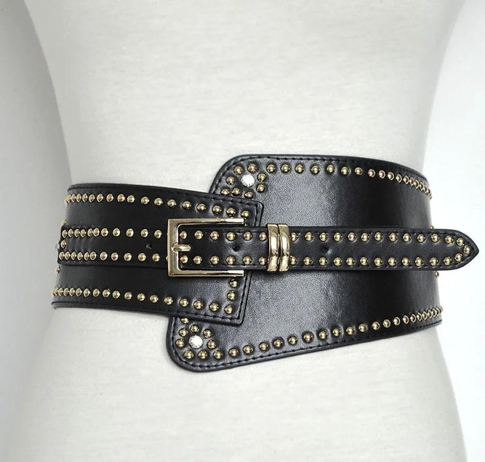 Riemen dames taille riem zegel mode zwart voor luxe designer merk klinknagel elastische pin buckle wide9990511