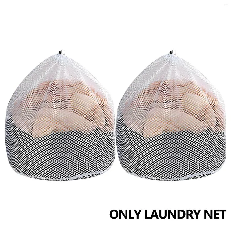 Waschbeutel 2PCS -Netz mit Kordelkordel Delikaten starkes grobes Netzkleid 50 x 40 cm Waschen wiederverwendbarer Unterwäsche -Sockenblusenmaschine