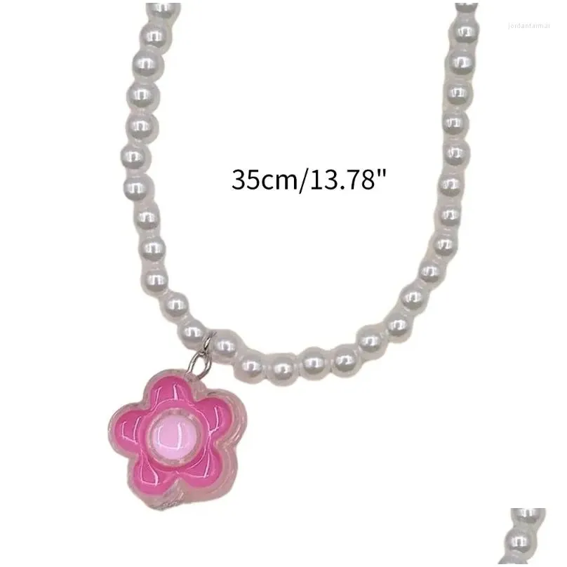 Anhänger Halsketten Y2K Perlen Blumen Halskette Frauen Mode Egirl Punk -Schlangekette Kette Drop Lieferung Schmuck Anhänger Dhthx