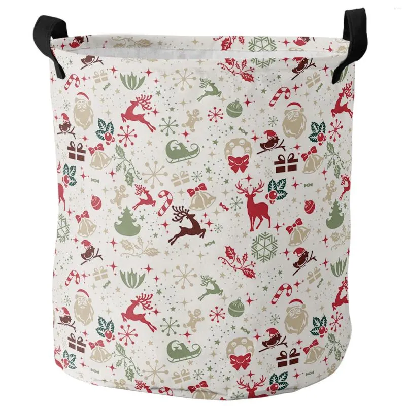 Laundry Bags Christmas Flower Bell Santa Elk Foldable Basket Kid Toy Storage Waterproof Room Dirty Clothing Organizer