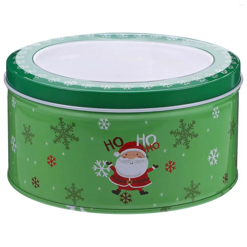 Förvaringsflaskor presentförpackning jul godis burk barn gåvor semester tenn containrar tinplatta kakan fönster