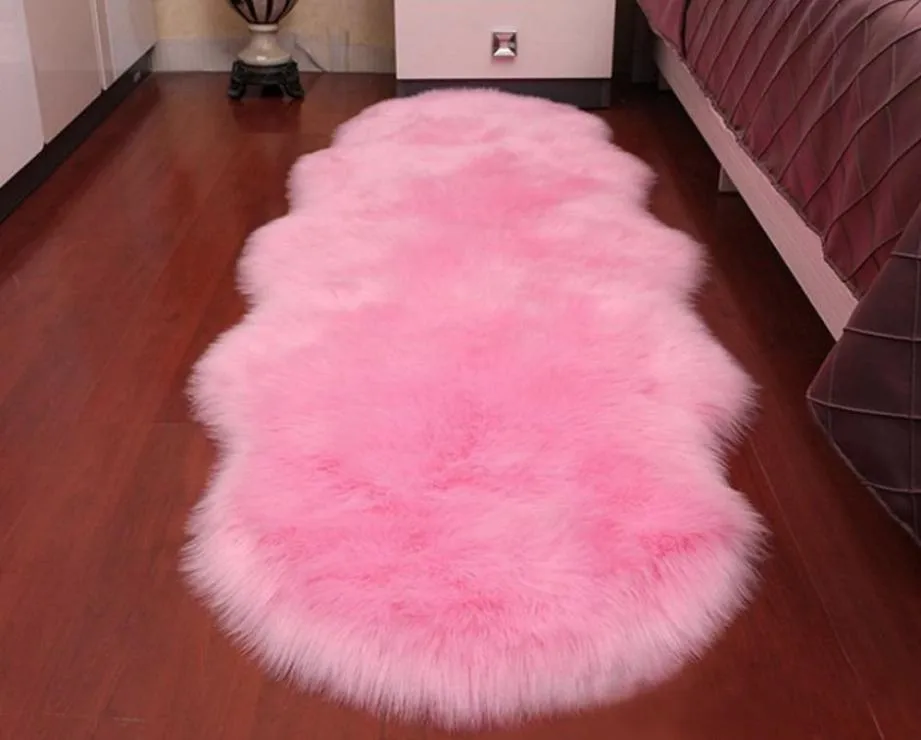 Tapis de mouton super doux tapis de fourrure soyeuse moderne Mat de sol de chambre à coucher pour bébé tapis de pépinière Carpet1128040