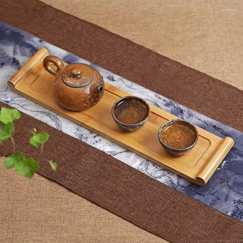 Tea Trays Japanese Bamboo Tray Home Rectangular Board Dessert Fruit Water Cup Plate Table Set Accessories