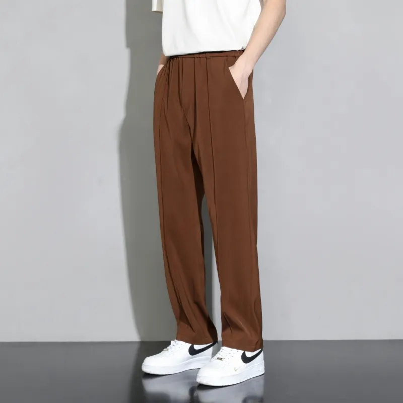 【YOURNUS】Suiting Wide Training Pants Men's Casual Straight Pants Wide Leg Suit Trousers Business